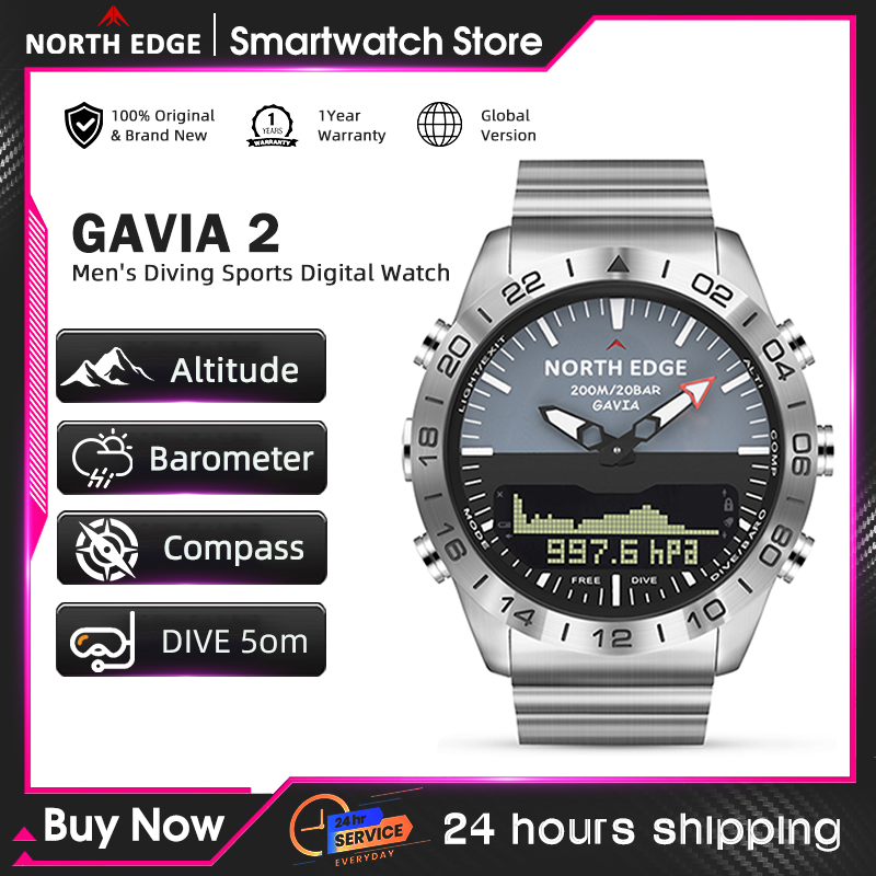 Altimeter Compass Watch - Relógio de Mergulho Masculino NORTH EDGE,