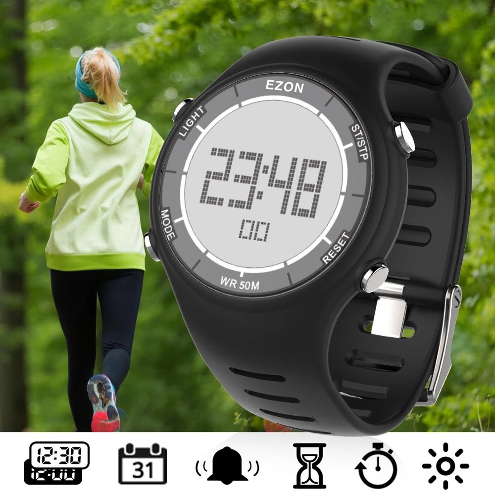 Chronograph Sport Watch - Ezon nova moda mulher relógio esportivo