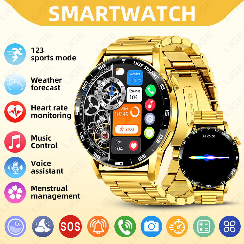 Smartwatch Luxury Watches For Women - LIGE Luxo Relógio Inteligente Para Homem