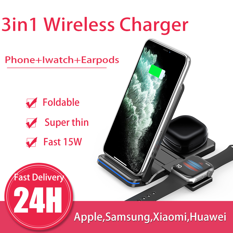 3in1 qi dobrável carregador se - Watch Watch Xs avaliação e preço