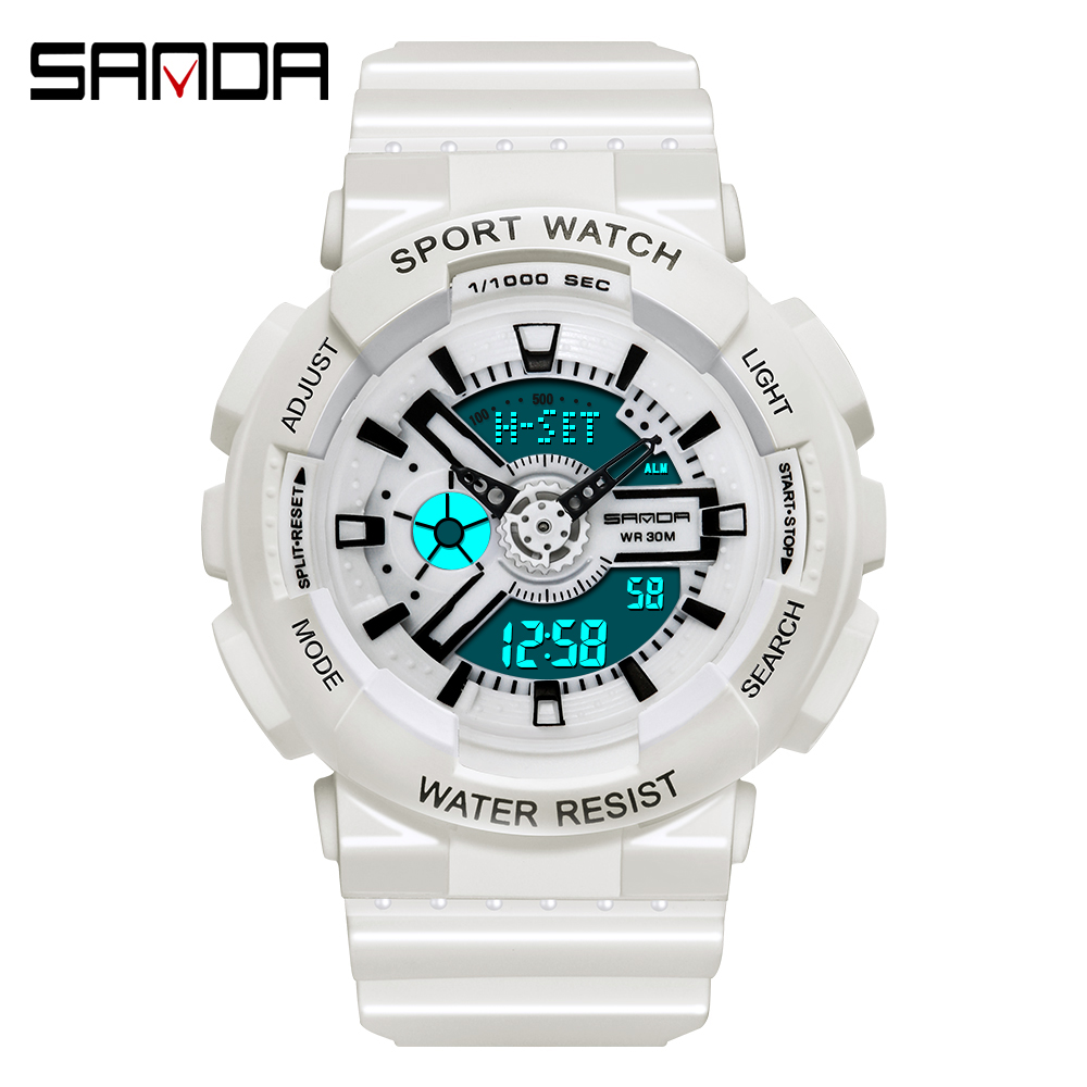 Sanda-Relógio digital branco e - Chronograph Sport Watch avaliação e preço