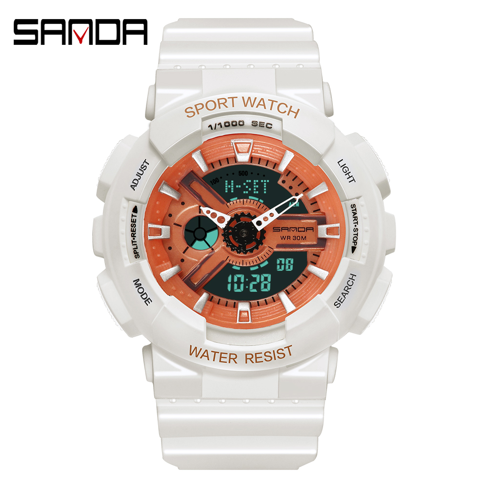 Sanda-Relógio digital branco e - Chronograph Sport Watch avaliação e preço